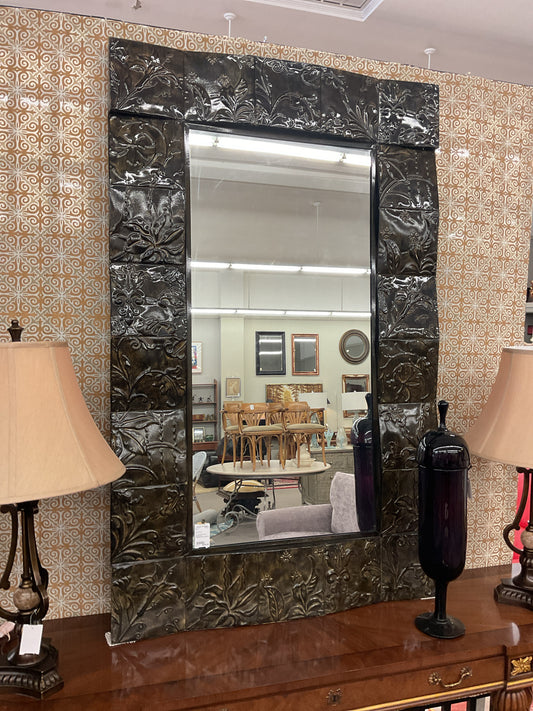 Engraved Metal Frame Mirror 60x35"