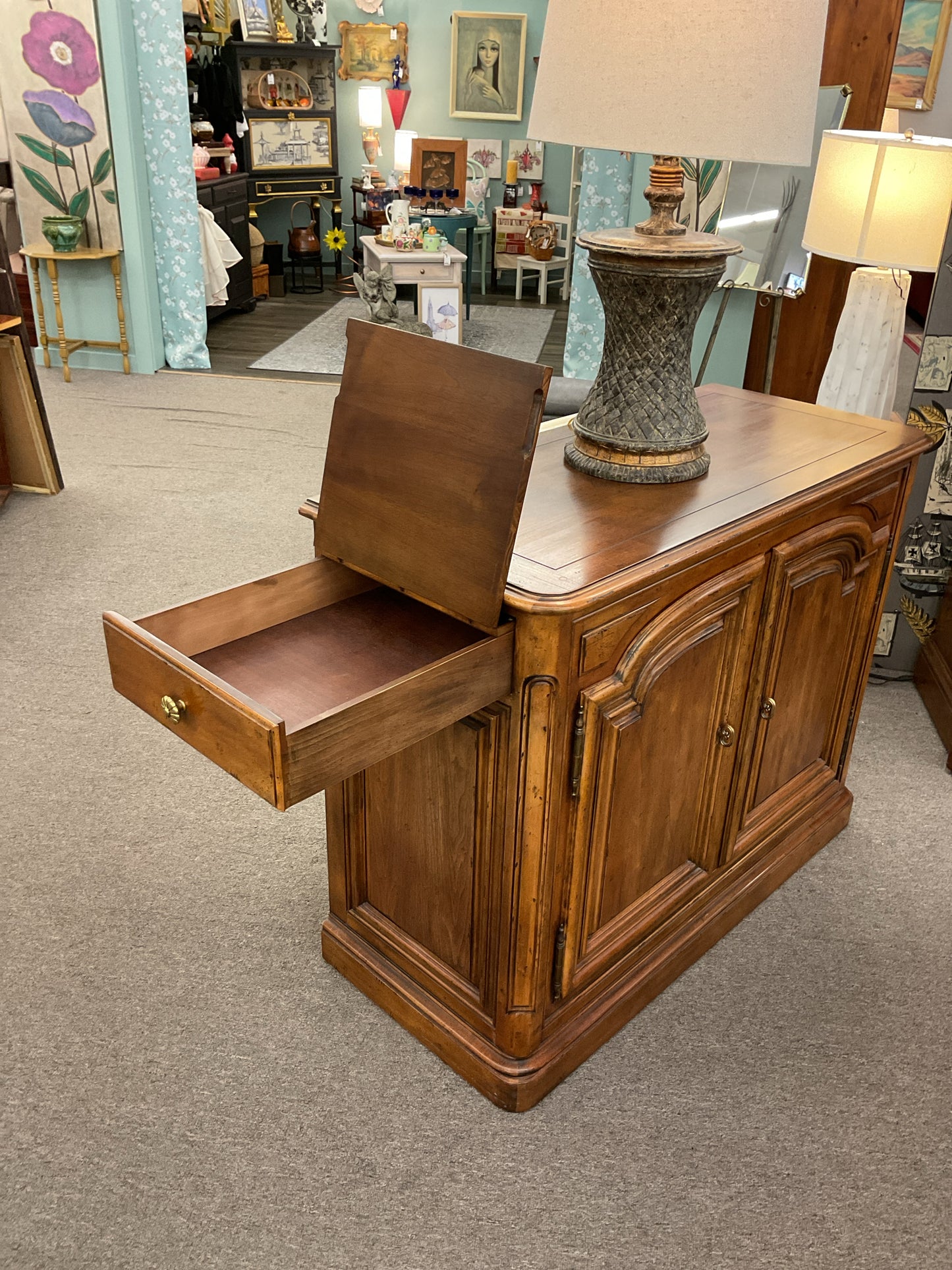 Vintage Henredon Sideboard w/Side Drawers 44"L,20"D,35"H