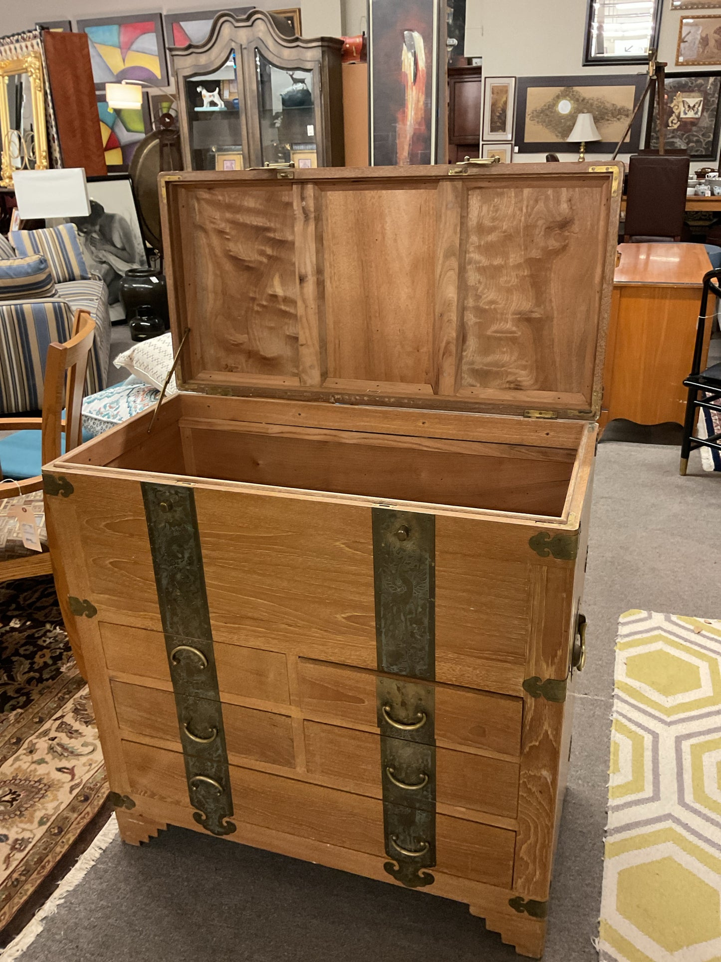 Vintage Blanket Chest w/Drawers Made in Hong Kong 36"W,38"H,18"D