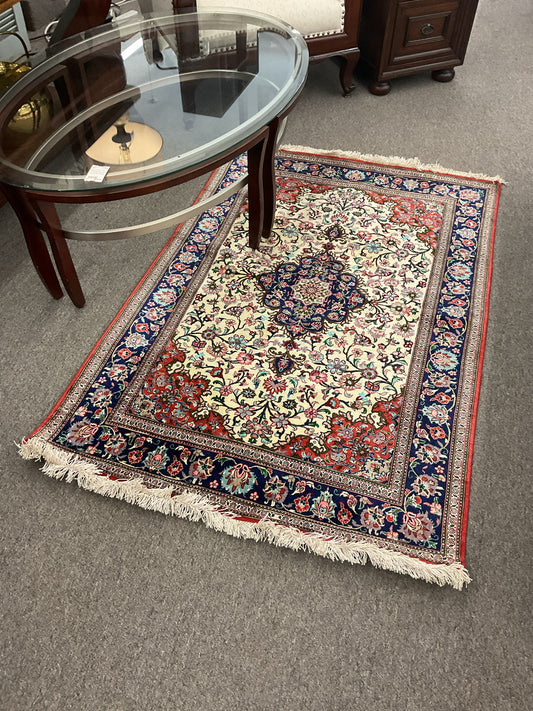 3'3 x 5 Persian Qum Authentic Pure Silk Rug