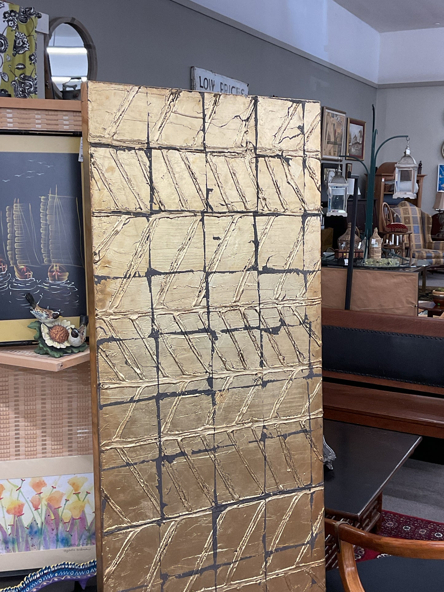 Canvas Wrapped Gold Black Modern Art