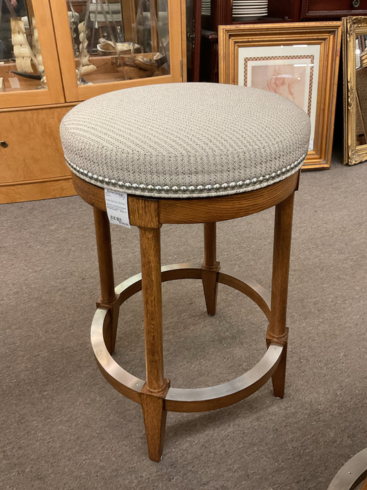 Barstool Upholstered Swivel Seat w/Wood Base 25"H