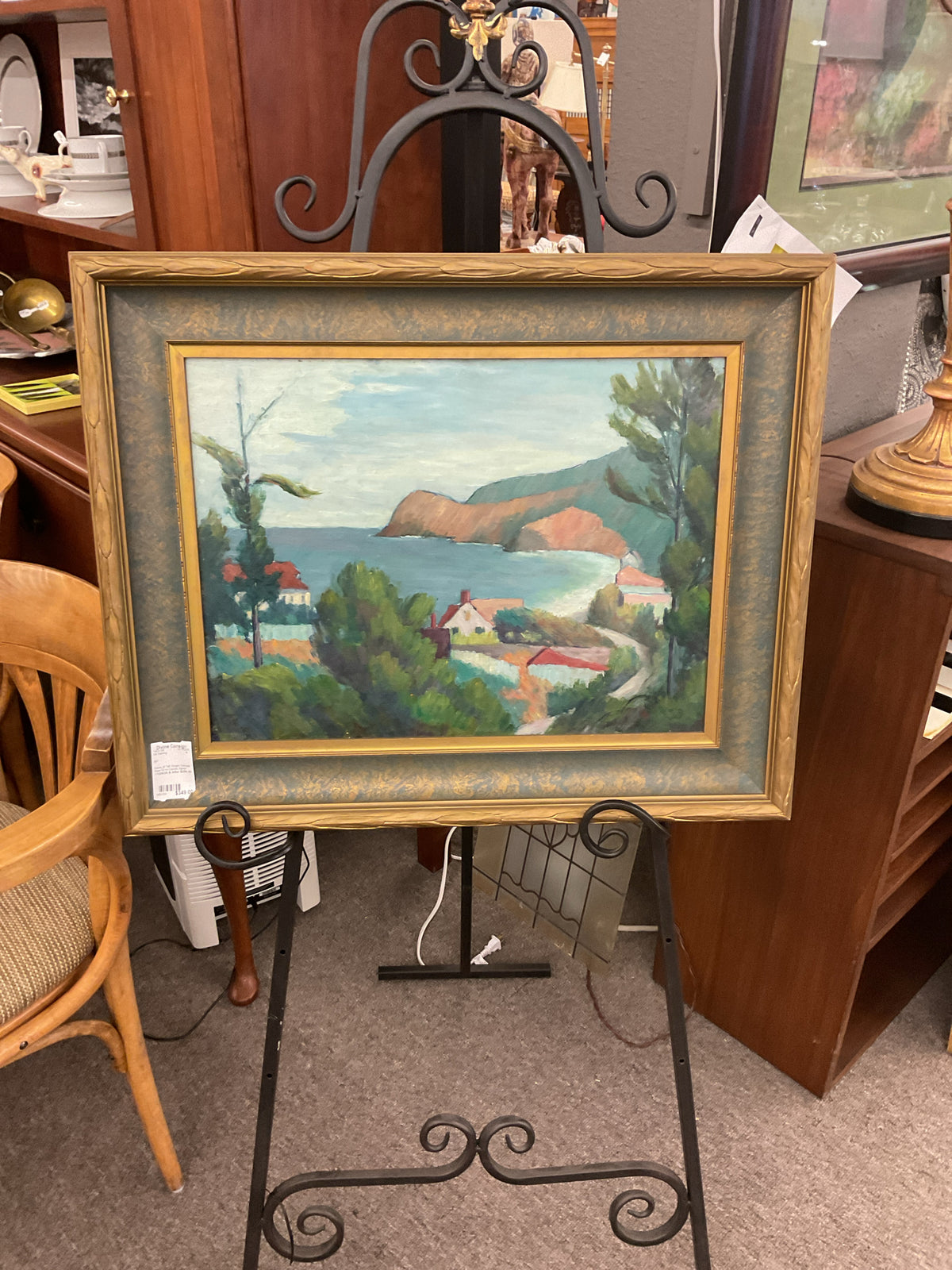 Scene of Taft Oregon Cascade head Oil on Canvas Signed Charles E. Reynolds 1961