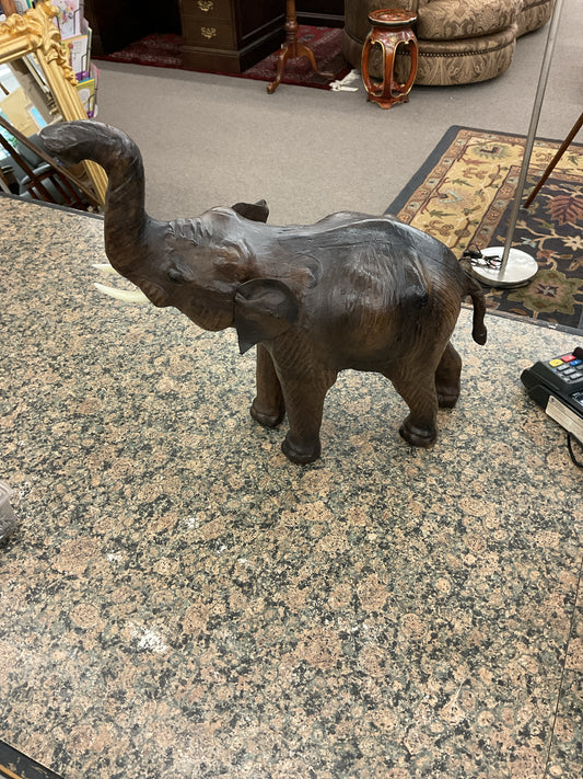 Brown Leather-Wrapped Elephant