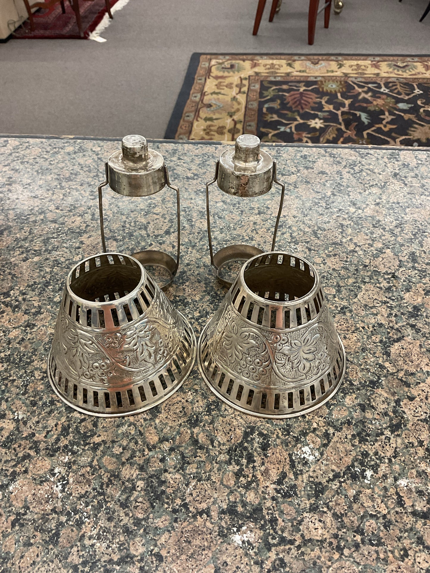 Set of 2 Silver Candleholders