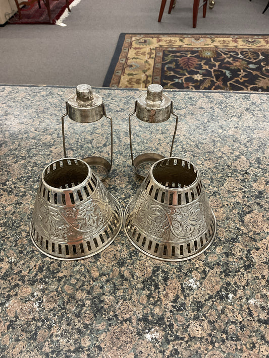Set of 2 Silver Candleholders