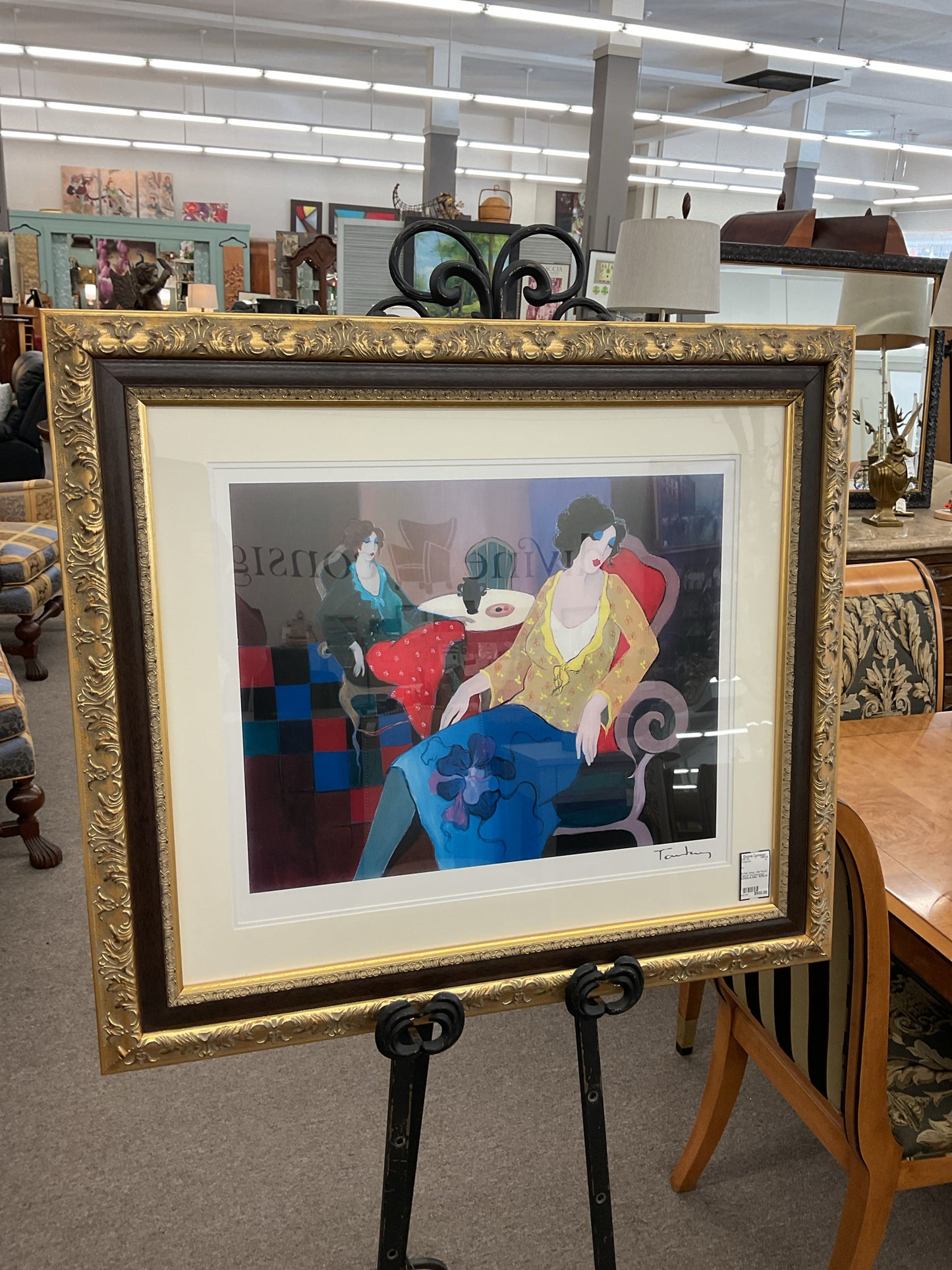 Itzchak Tarkay  Little Round Table #7 Seriolithograph 33x30