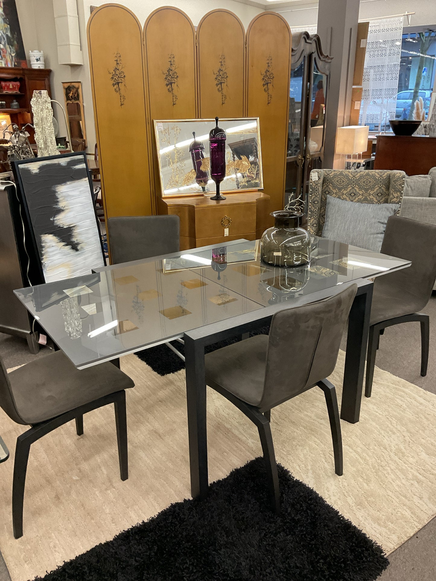 Modern Ligne Roset Dining Extendable Table & 4 Chairs
