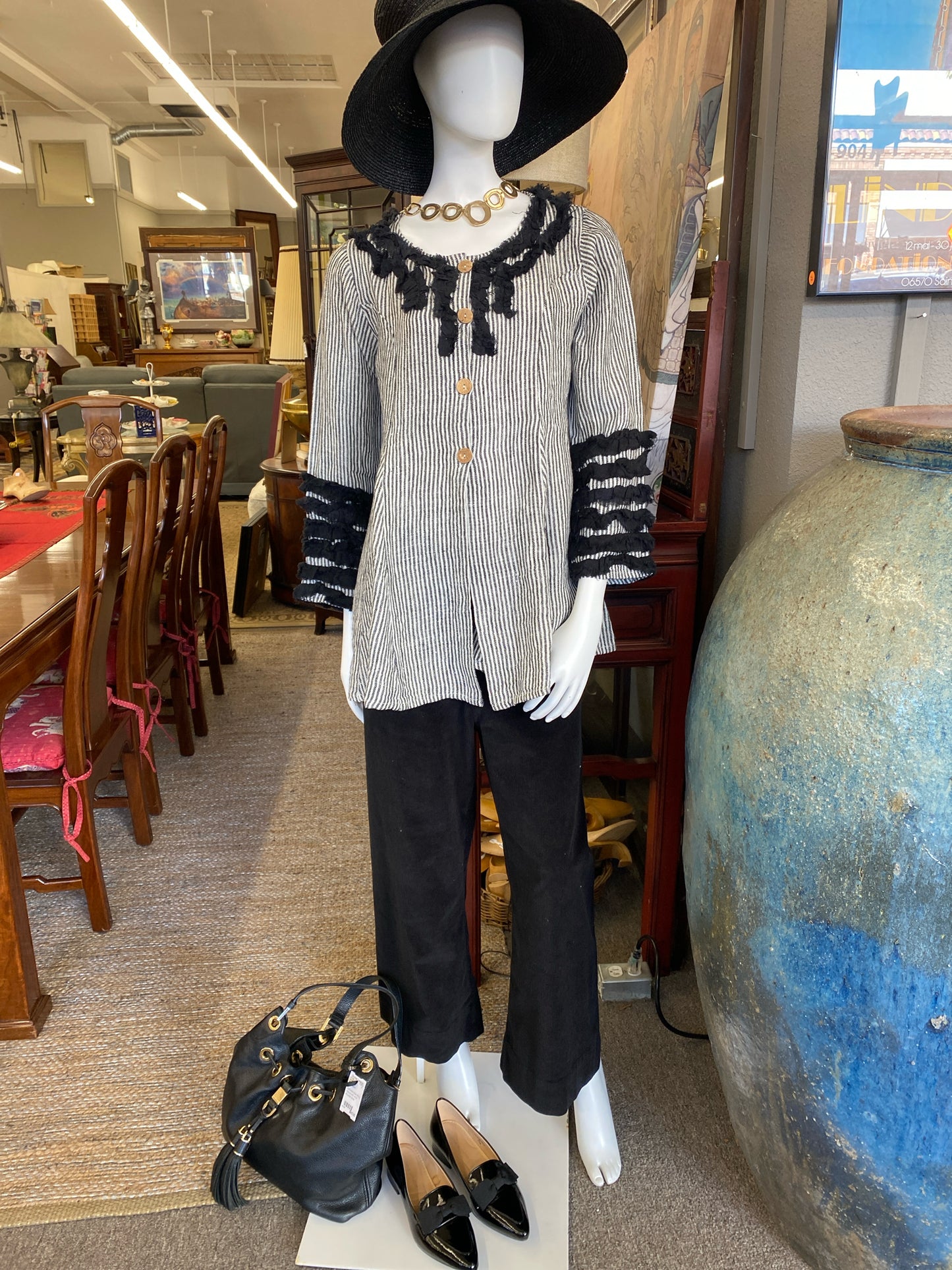 Size M Striped Paper Lace Jacket