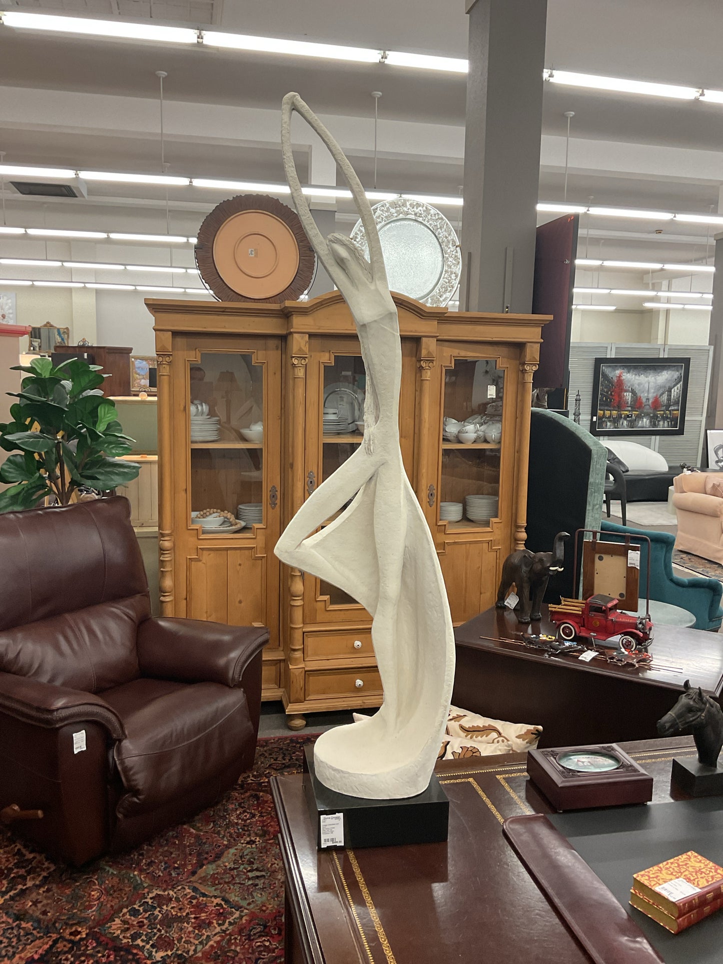 Mid Century Female White Cast Clay Sculpture by Austin Productions 1986