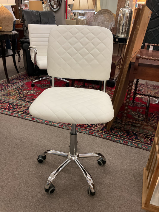 White Armless White Vinyl Office Chair
