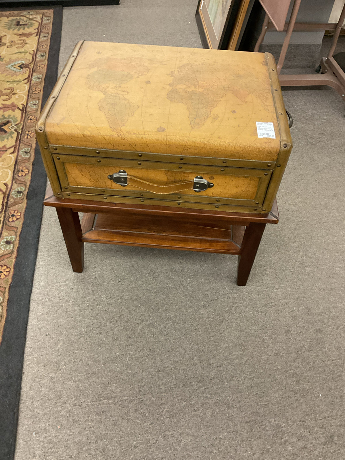 Old World Map Trunk End Table 25x18x24
