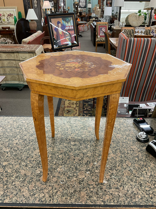 Italian Musical Marquetry Musical Table w/Storage