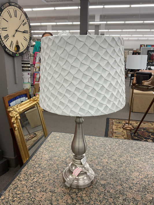 Brushed Nickel Table Lamp w/Scalloped Shade
