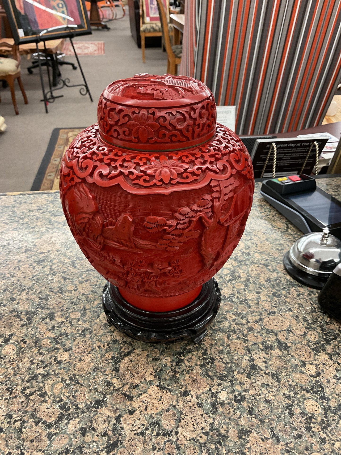 Vintage Cinnabar Ginger Jar