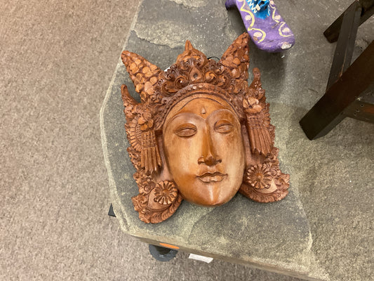 Exotic Wood Carved Thai Face Wall Decor