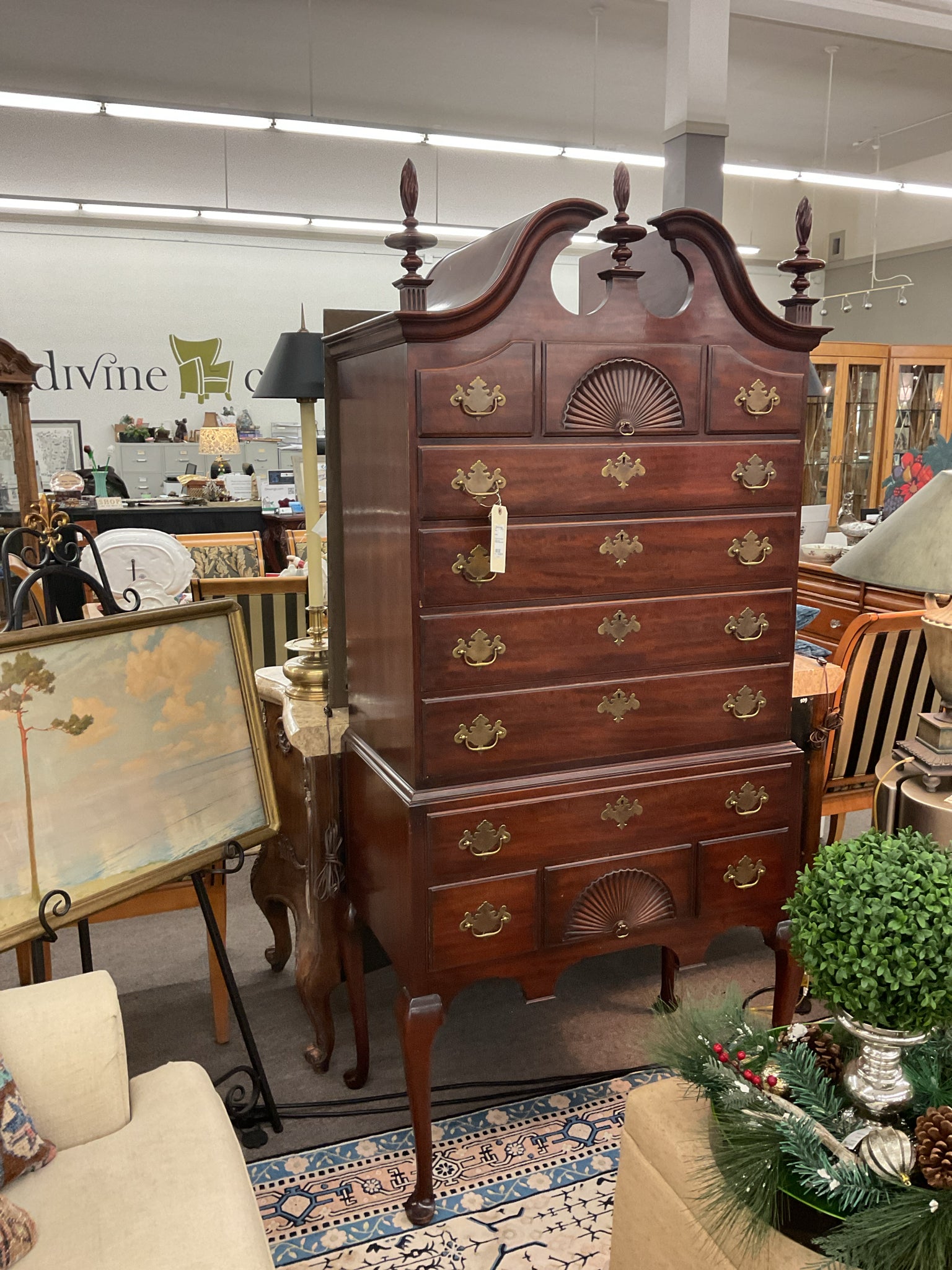 Vintage Kindel Chippendale Highboy Dresser 77