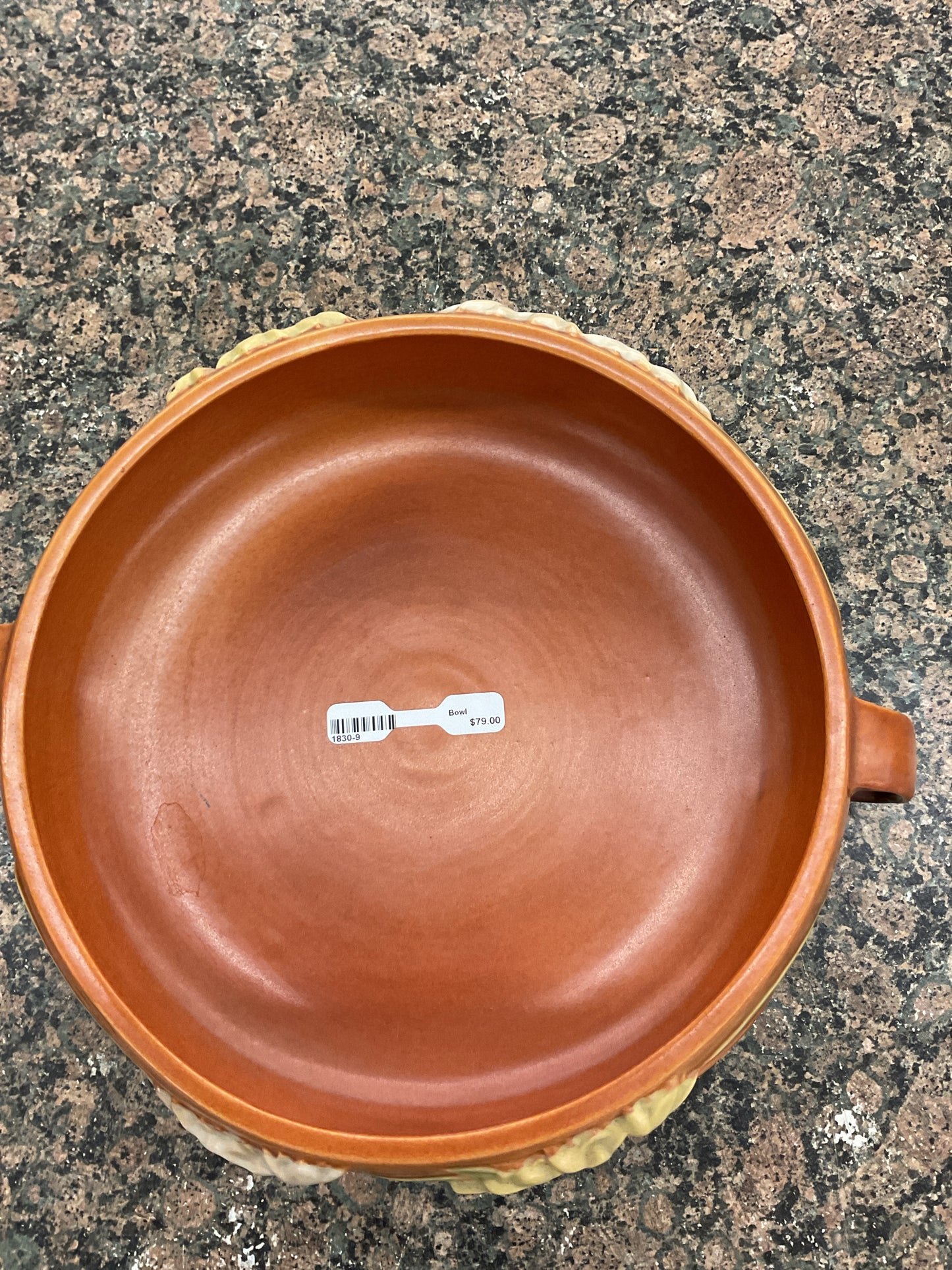 Roseville Freesia Tangerine Handled Bowl 11"