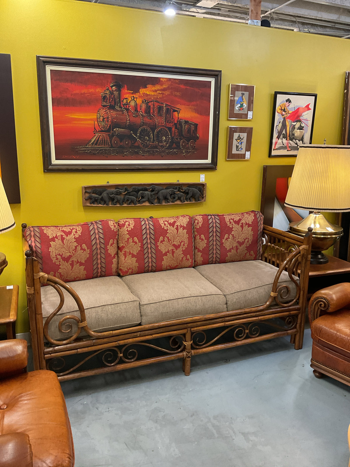 Vintage Rattan Sofa 78"L,34"H,30"D