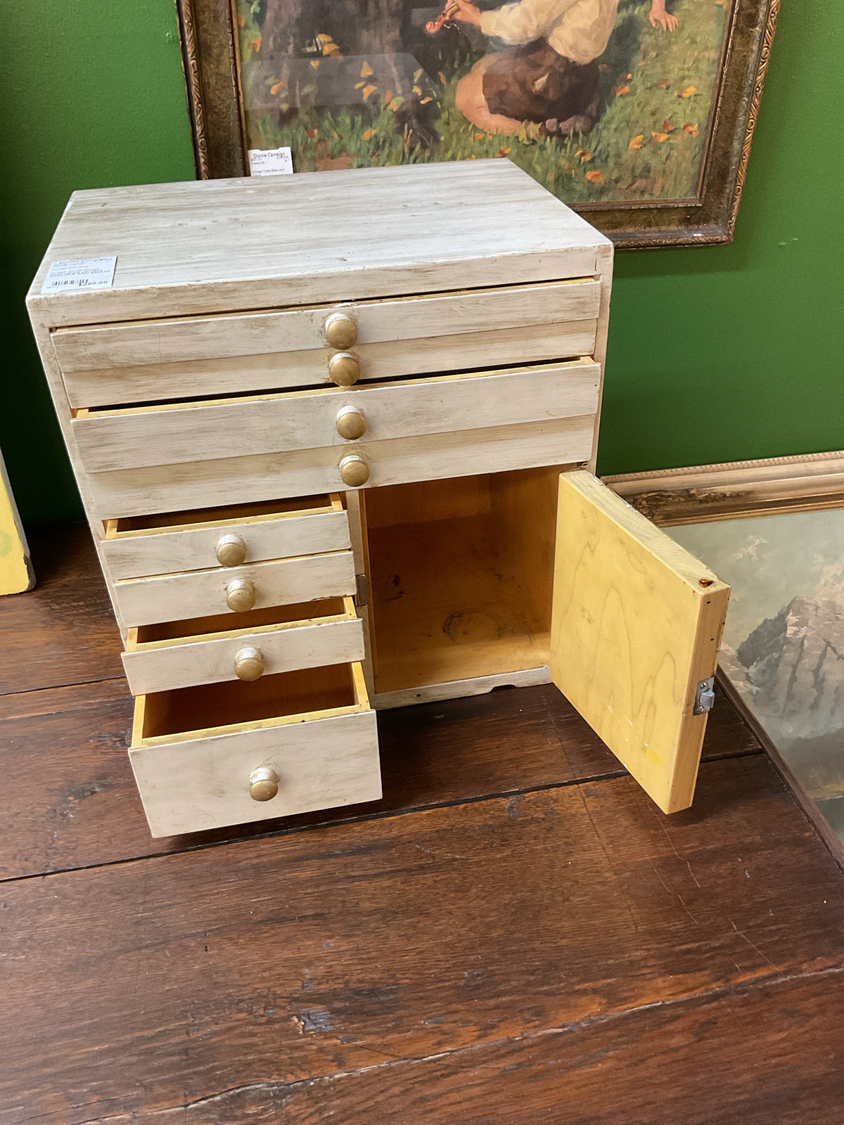 Vintage Dental Storage White Cabinet 14x14x15