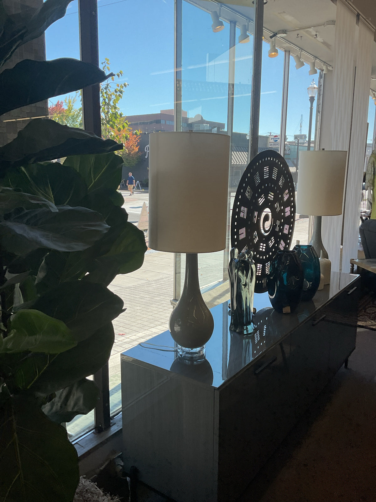 Modern Grey Glass Table Lamp