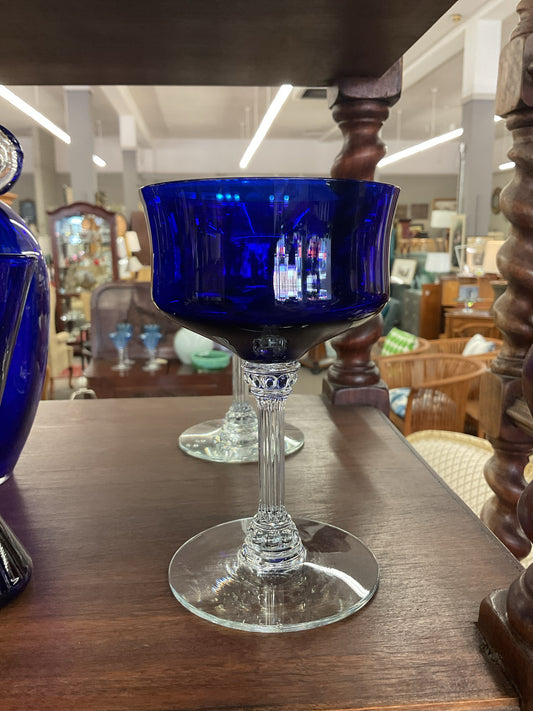 Vintage Cobalt Blue Cocktail Glasses-4