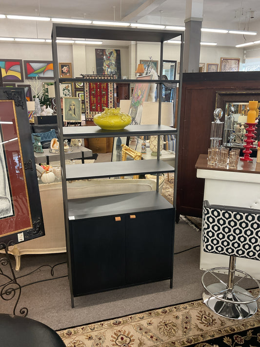 Modern Metal & Wood Display Shelf w/storage 83"H,35"W,16"D