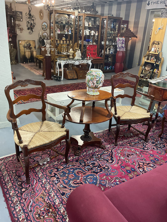 Louis XV Oak Armchair w/Rush Seat Neo Rustique
