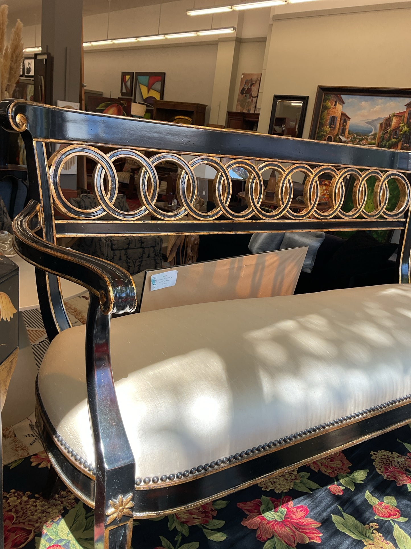 Black Upholstered Bench 58"L,37"H,21"D