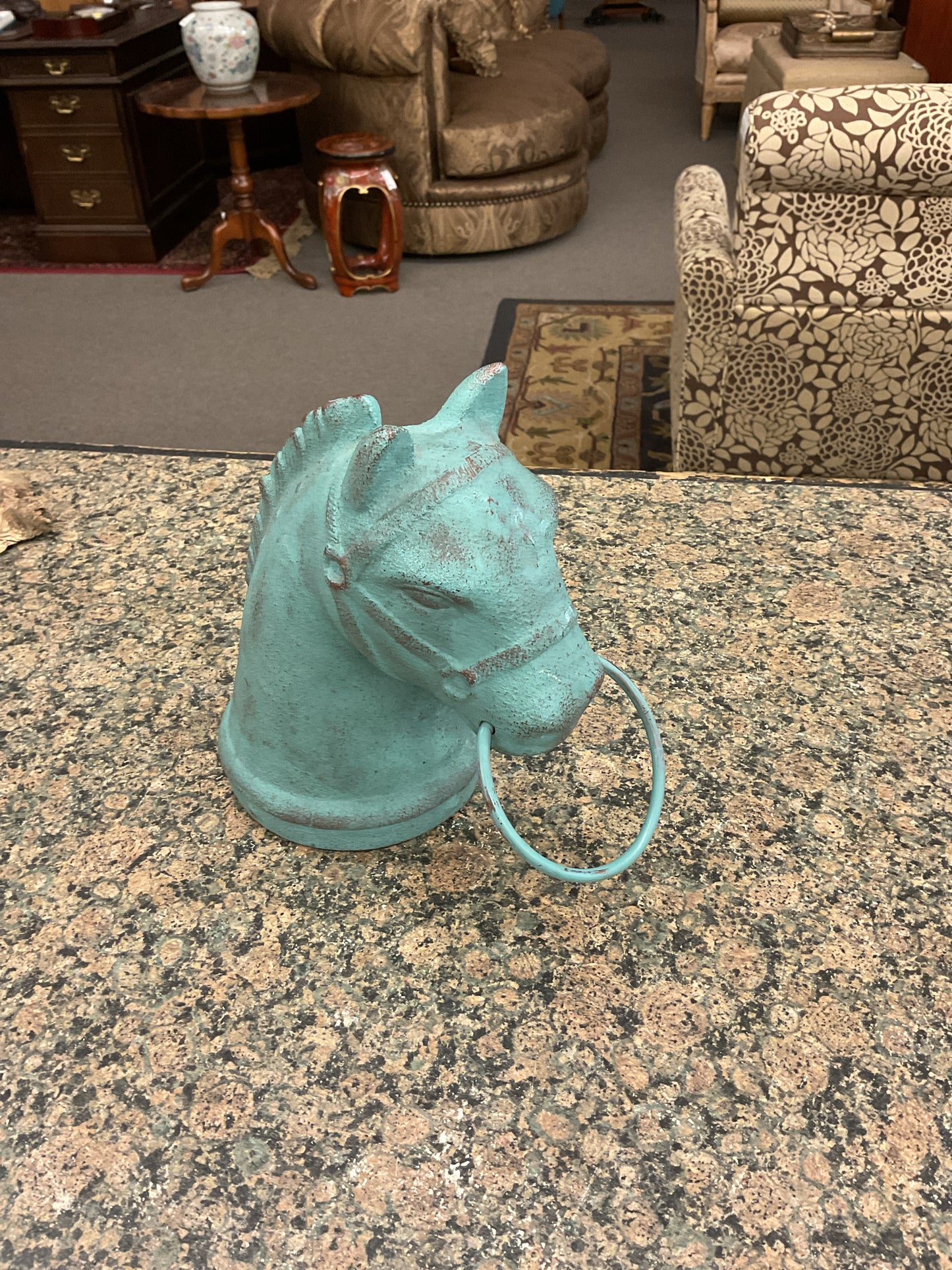 Metal Turquoise Horse Head Door Stopper