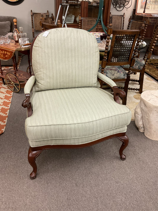 Upholstered Bergere Green Chair