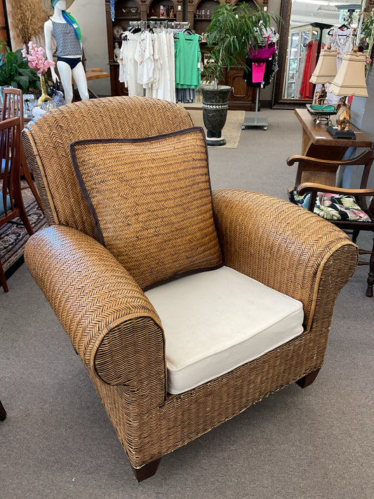 Rattan Club Chair & Cushion by Padma's Plantation 41'H,41"W,43"D