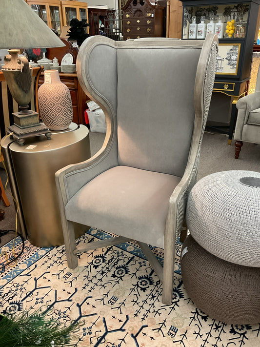 Wingback Chair 2-Tone Gray/Stripped