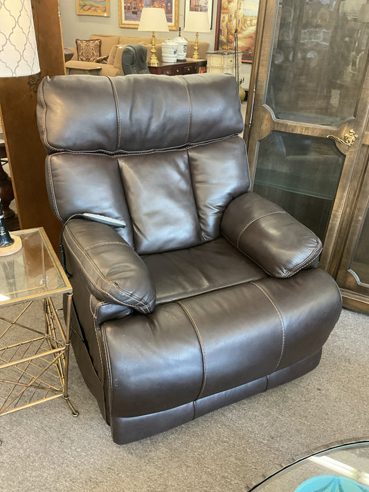 Power Lift Brown Leather Recliner