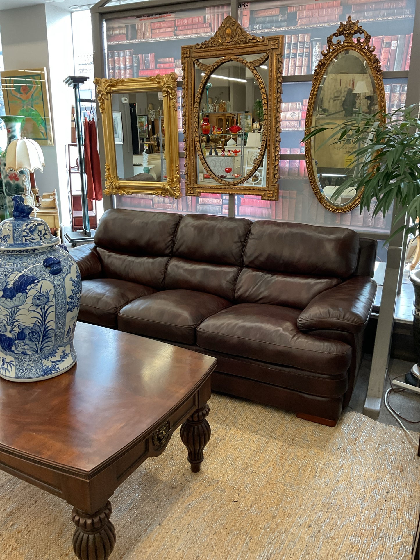 Flexsteel Espresso Brown Leather Sofa 88"L,41"D,33"H