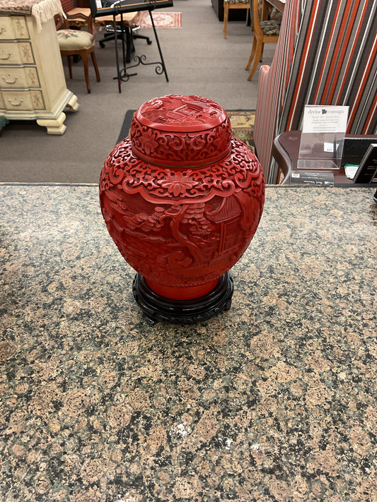Vintage Cinnabar Ginger Jar