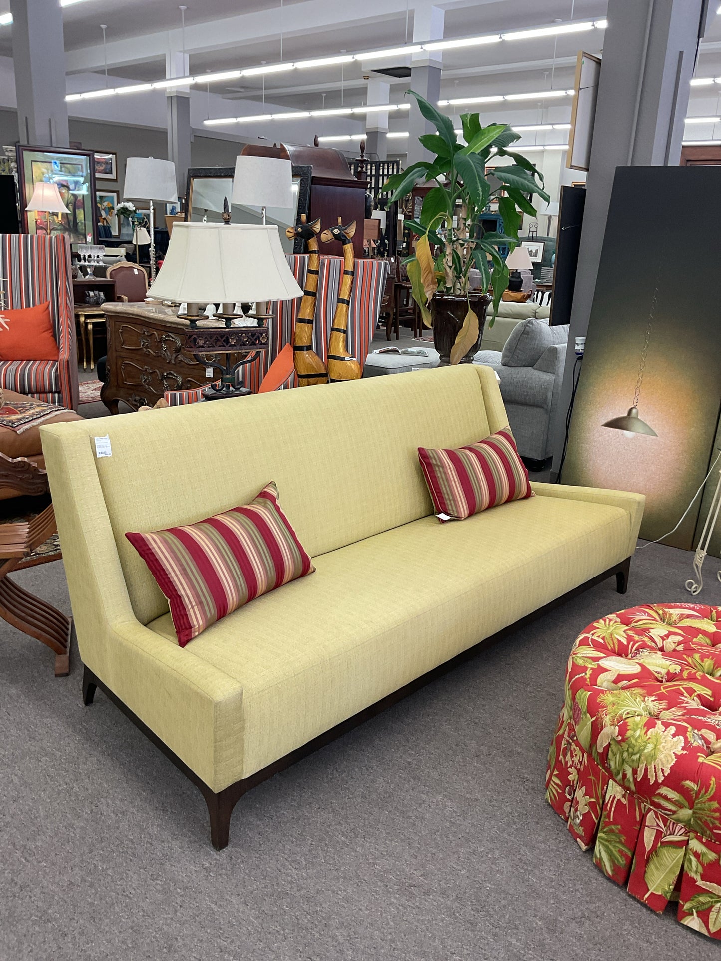 Textured Yellow Tweed High Back Yellow Sofa 86"L,36"H,35"D