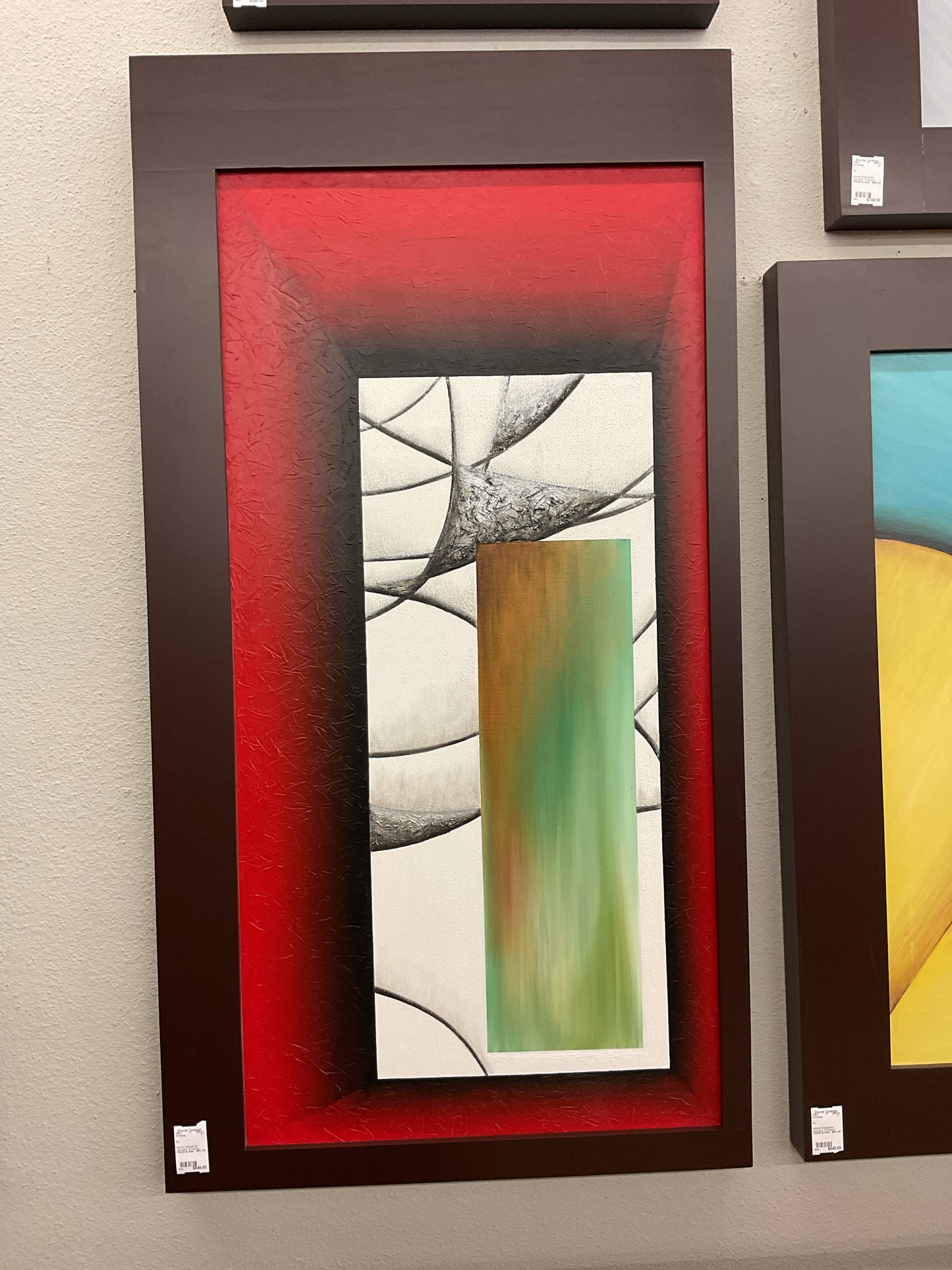 Abstract Multicolored Geometric Oil Painting 29x55"