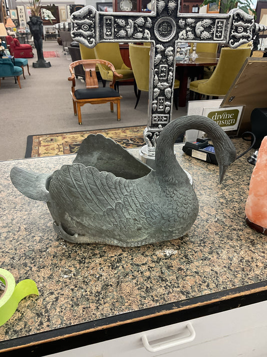 Small Metal Swan Planter
