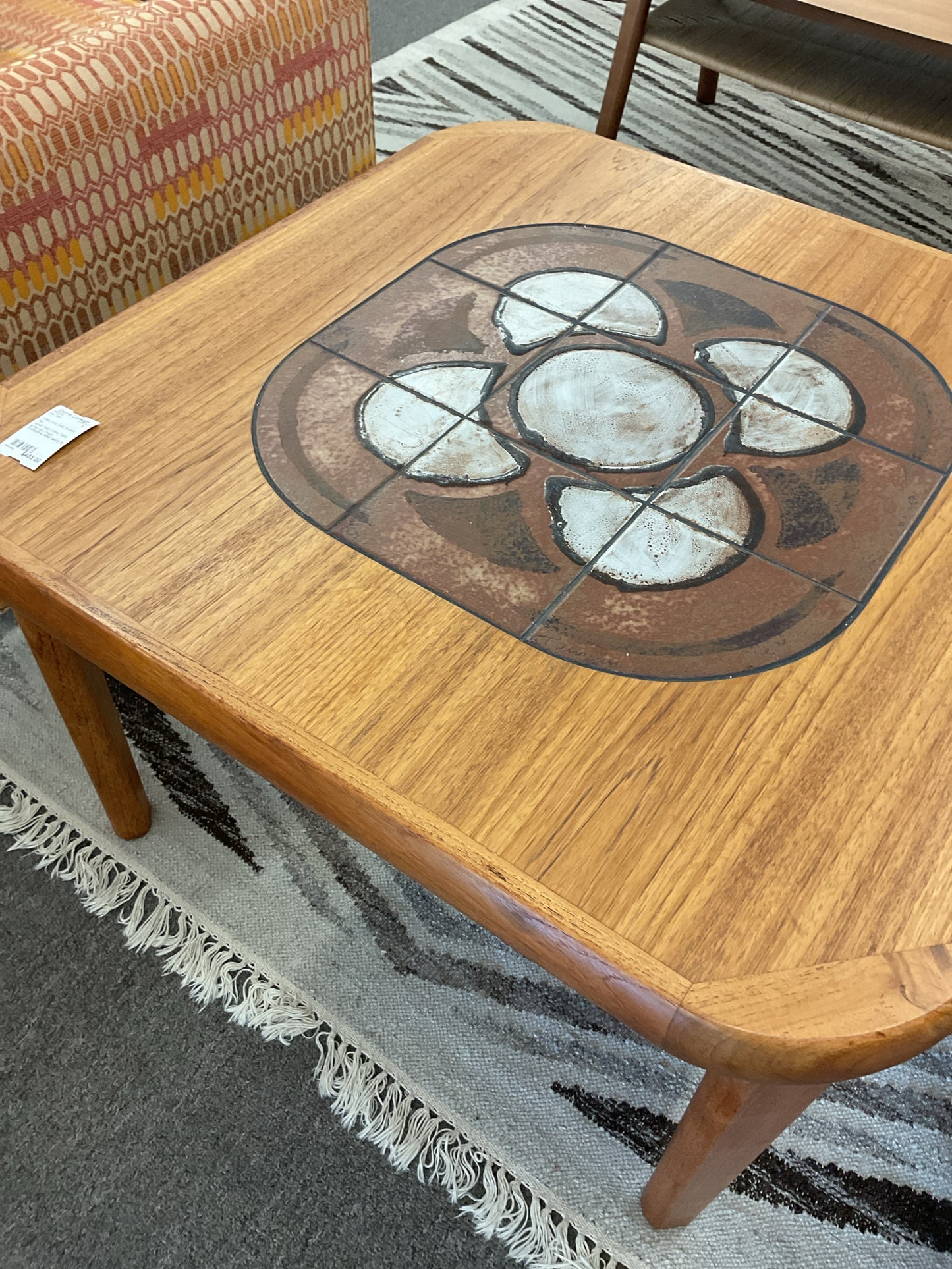 Danish Teak Coffee Table w/Tile Inlay Design 30x30x19