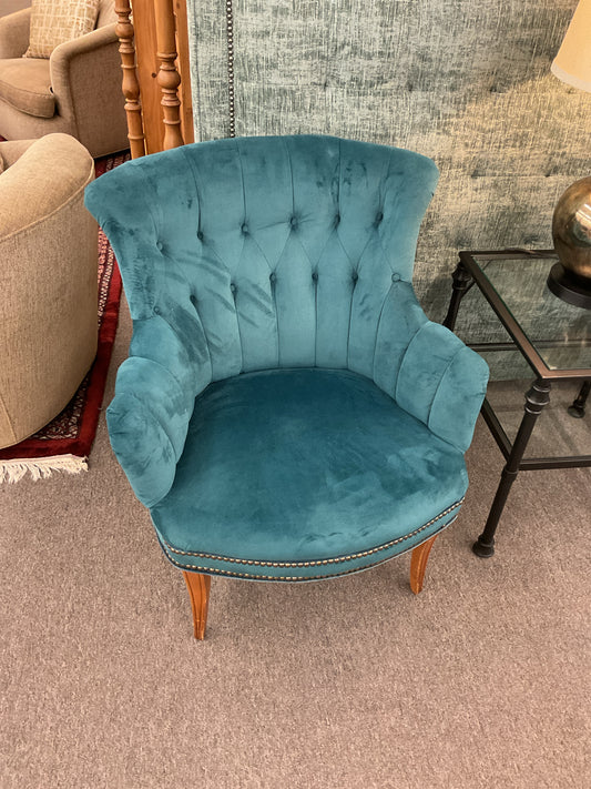 Teal Tufted Vintage Side Chair