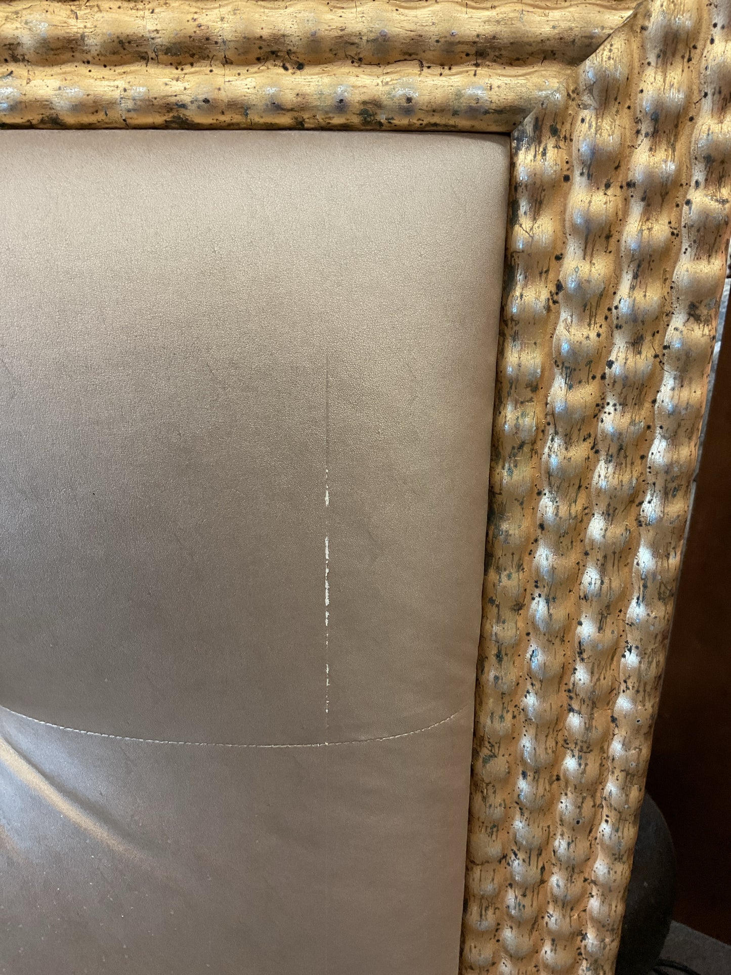 Queen Golden Upholstered Headboard (as is)