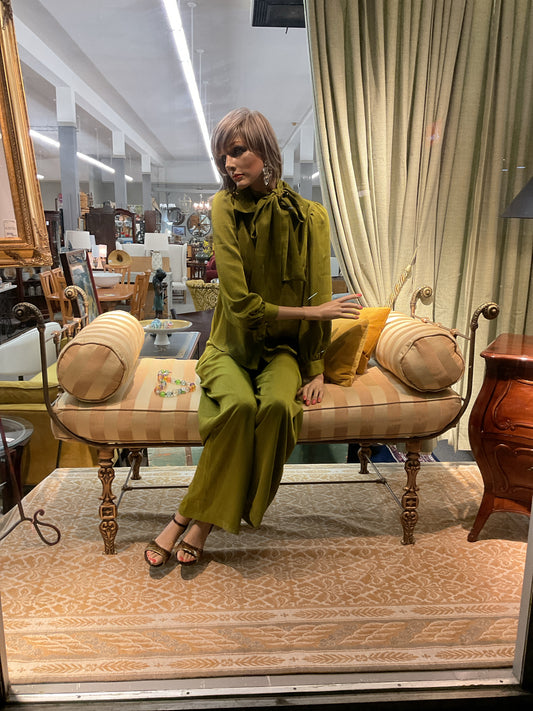 French Metal Daybed w/Damask Cushioning