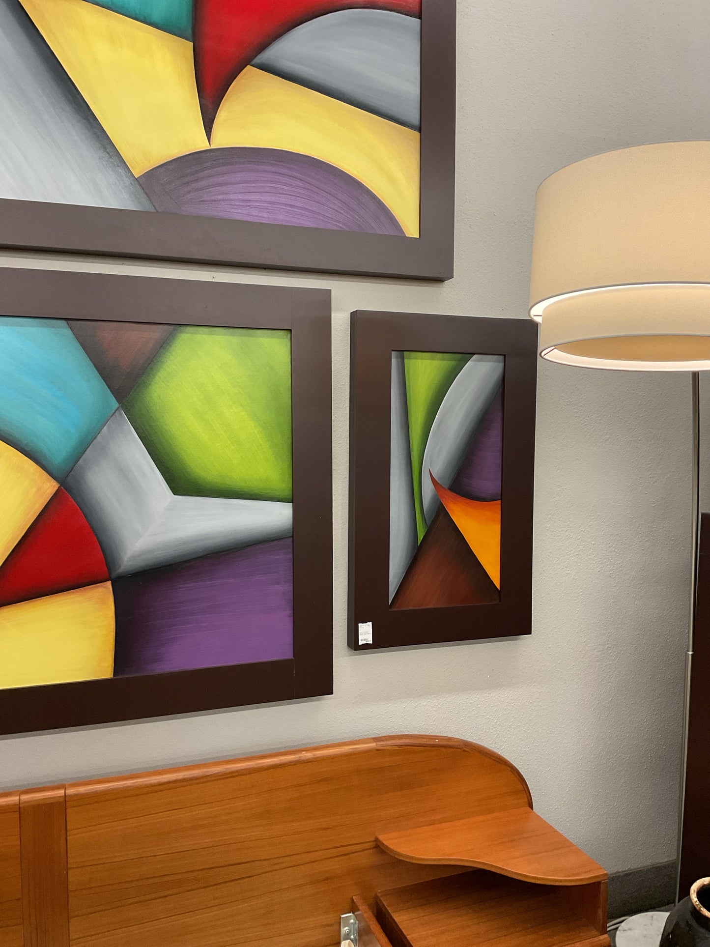 Abstract Multicolored Geometric Oil Painting 24x38"