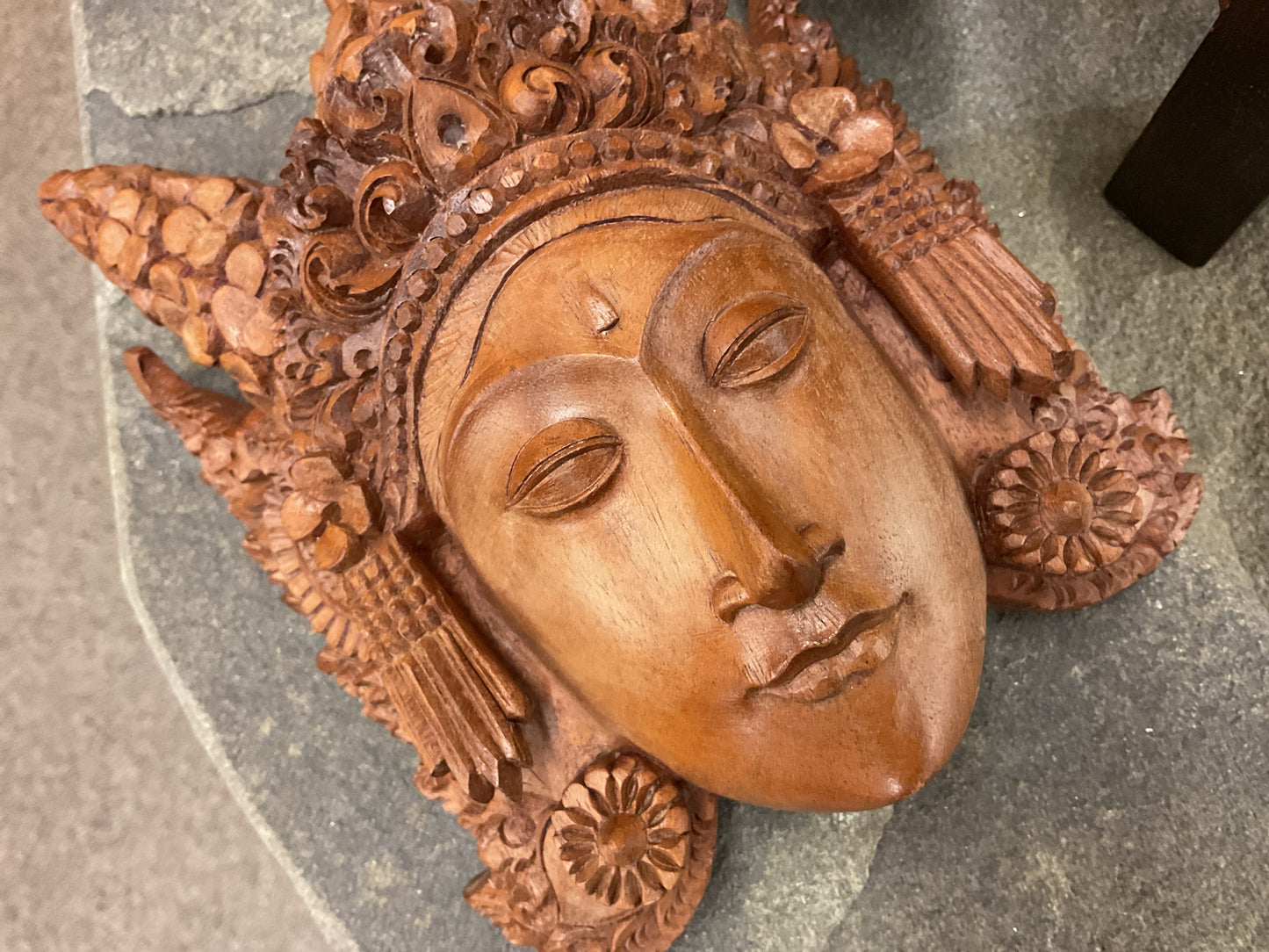 Exotic Wood Carved Thai Face Wall Decor