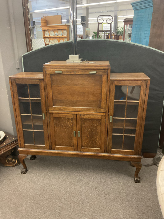 Vintage Oak Dropdown Secretary Desk 51"W,49"H,11"D