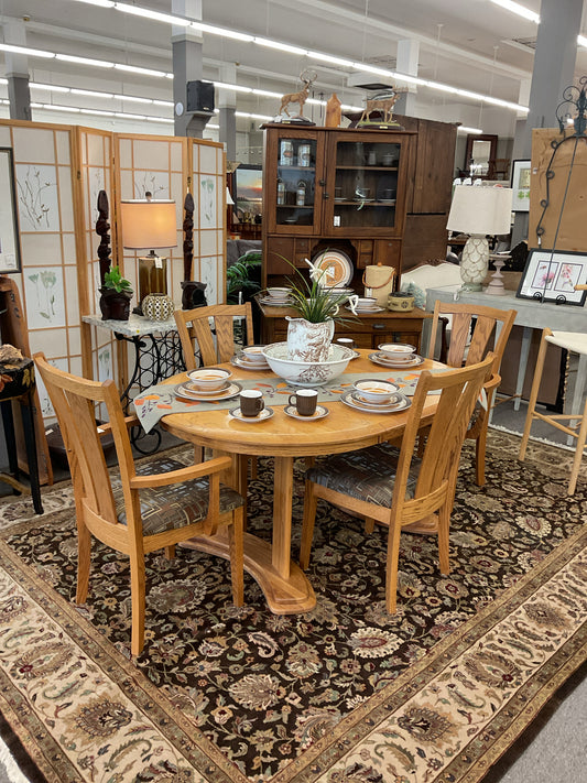 Dining Set Produced by Fusion Designs Amish Co Signed by J. Yoder Solid Oak