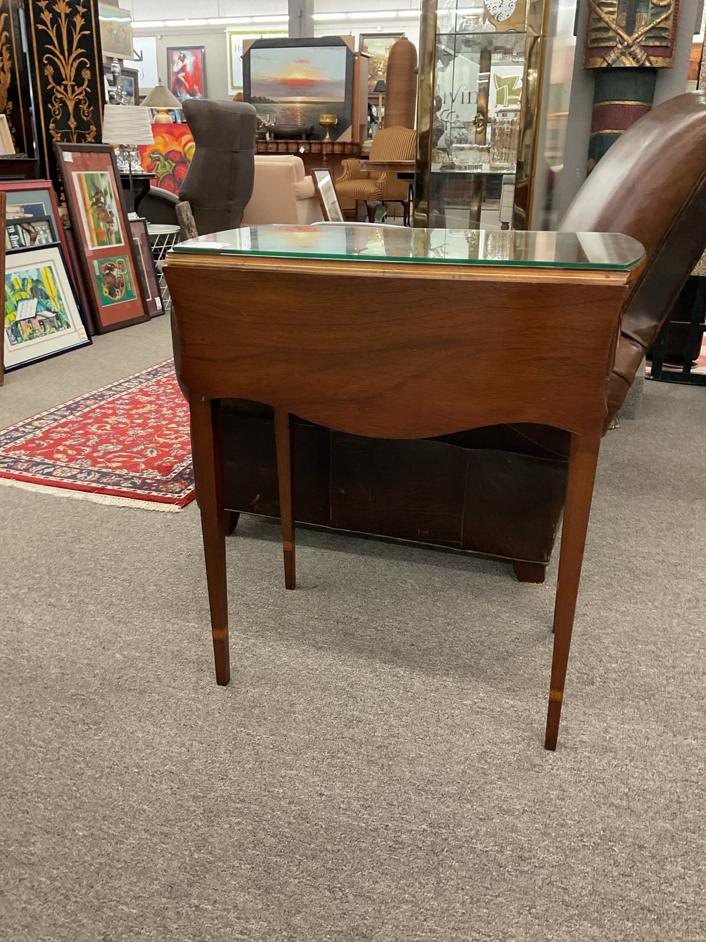 Mahogany Drop-leaf Side Table w/Single Drawer