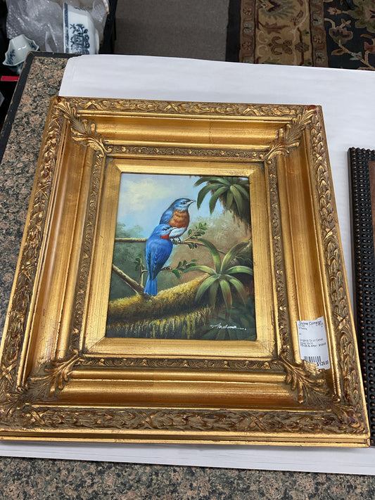 Songbirds Oil on Canvas Signed 18x16