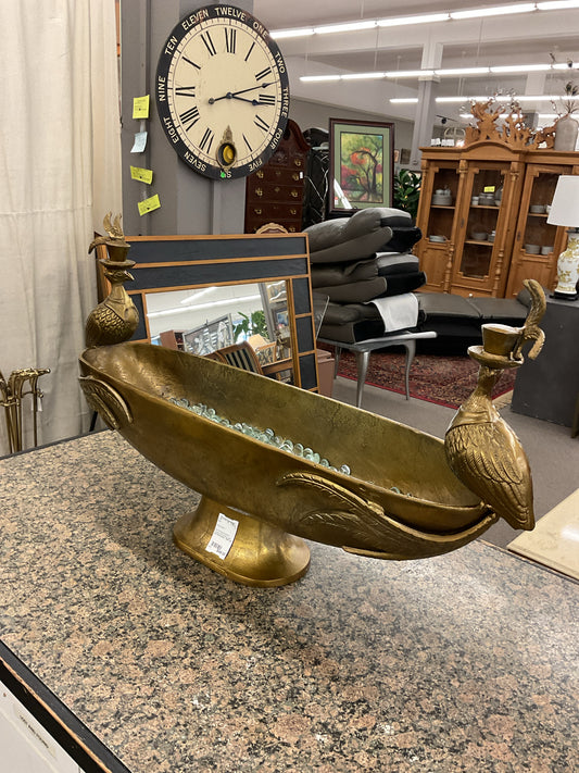 Eric & Eloise Emerson Footed Boat Antique Gold Finish